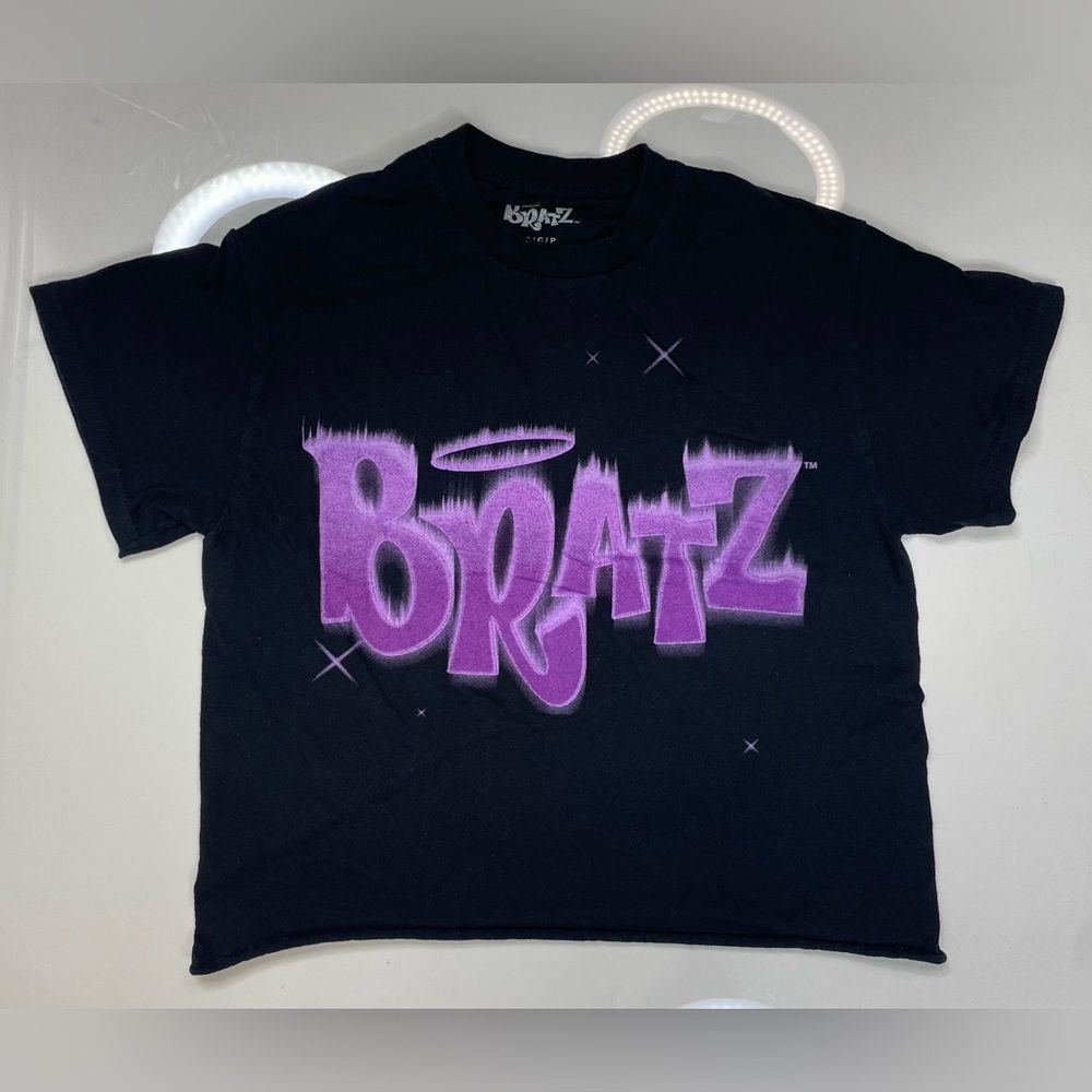 Bratz Short Sleeve Graphic Tee in Black with Purple Logo